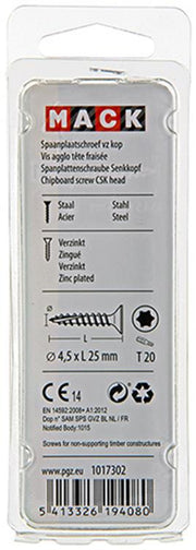 Mack 1017302 - spaanplschr.vzkop-zelfb. geelverz.20 st 4,5 x 25 mm | 10 stuks - afbeelding 3