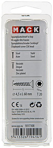 Mack 1017308 - spaanplschr.vzkop-zelfb. geelverz.10 st 4,5 x 60 mm | 10 stuks - afbeelding 3