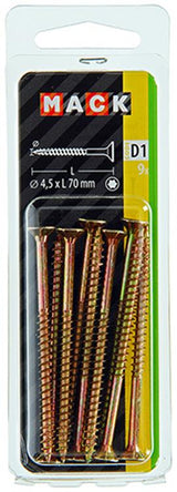Mack 1017309 - spaanplschr.vzkop-zelfb. geelverz. 9 st 4,5 x 70 mm | 10 stuks - afbeelding 2