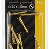 Mack 1019648 - houtschroef verzonken kop messing 12st 3,0 x 20 mm | 10 stuks