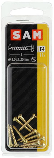 Mack 1019660 - houtschroef bolkop messing 11 st 3,0 x 20 mm | 10 stuks - afbeelding 2