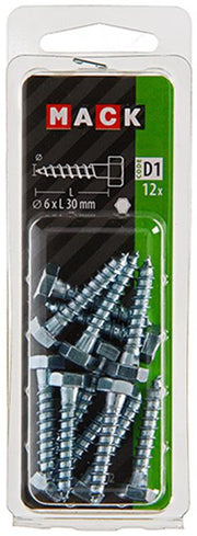 Mack 1017402 - houtdraadbout staal verzinkt 12 st 6 x 30 mm | 10 stuks - afbeelding 2