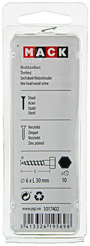 Mack 1017402 - houtdraadbout staal verzinkt 12 st 6 x 30 mm | 10 stuks - afbeelding 3