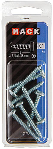 Mack 1017459 - zelftappende schroef cyl kop verz. 7 st 5,5 x 38 mm | 10 stuks - afbeelding 2
