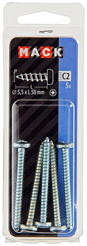 Mack 1017460 - zelftappende schroef cyl kop verz. 5 st 5,5 x 50 mm | 10 stuks - afbeelding 2