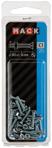 Mack 1017489 - metaalschroef verz. kop + moer verz. 27st m3 x 16 mm | 10 stuks - afbeelding 3
