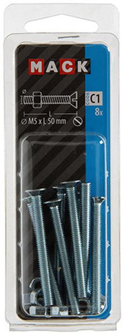 Mack 1017504 - metaalschroef verz. kop + moer verz. 8 st m5 x 50 mm | 10 stuks - afbeelding 2