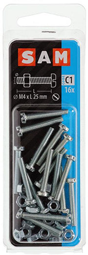 Mack 1017519 - metaalschroef cyl. kop + moer verz. 16 st m4 x 25 mm | 10 stuks - afbeelding 2
