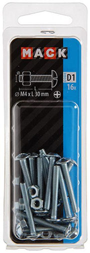Mack 1017542 - kachelbout + moer staal verzinkt 16 st m4 x 30 mm | 10 stuks - afbeelding 2