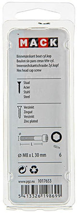 Mack 1017653 - binnenzeskant bout cyl.kop verz. 4 st m8 x 30 mm | 10 stuks - afbeelding 3