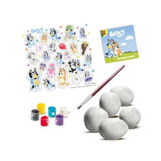 Ses creative bluey - stenen schilderen - happy stones - knutselen - voor kinderen vanaf 3 jaar - 5 stenen en 23 stickers