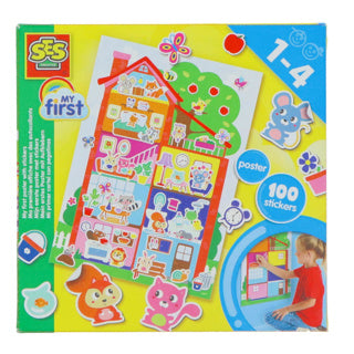 Ses creative – mijn eerste poster met stickers – richt je huis in met leuke stickers - posterhuis - poster 49,5 x 35 cm + 100 stickers - veilige papieren stickers - stickers plakken voor 1 tot 4 jaar