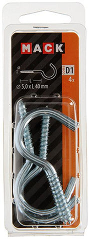 Mack 1017802 - schroefhaak staal verzinkt 4st 5,0 x 40 mm | 5 stuks - afbeelding 2