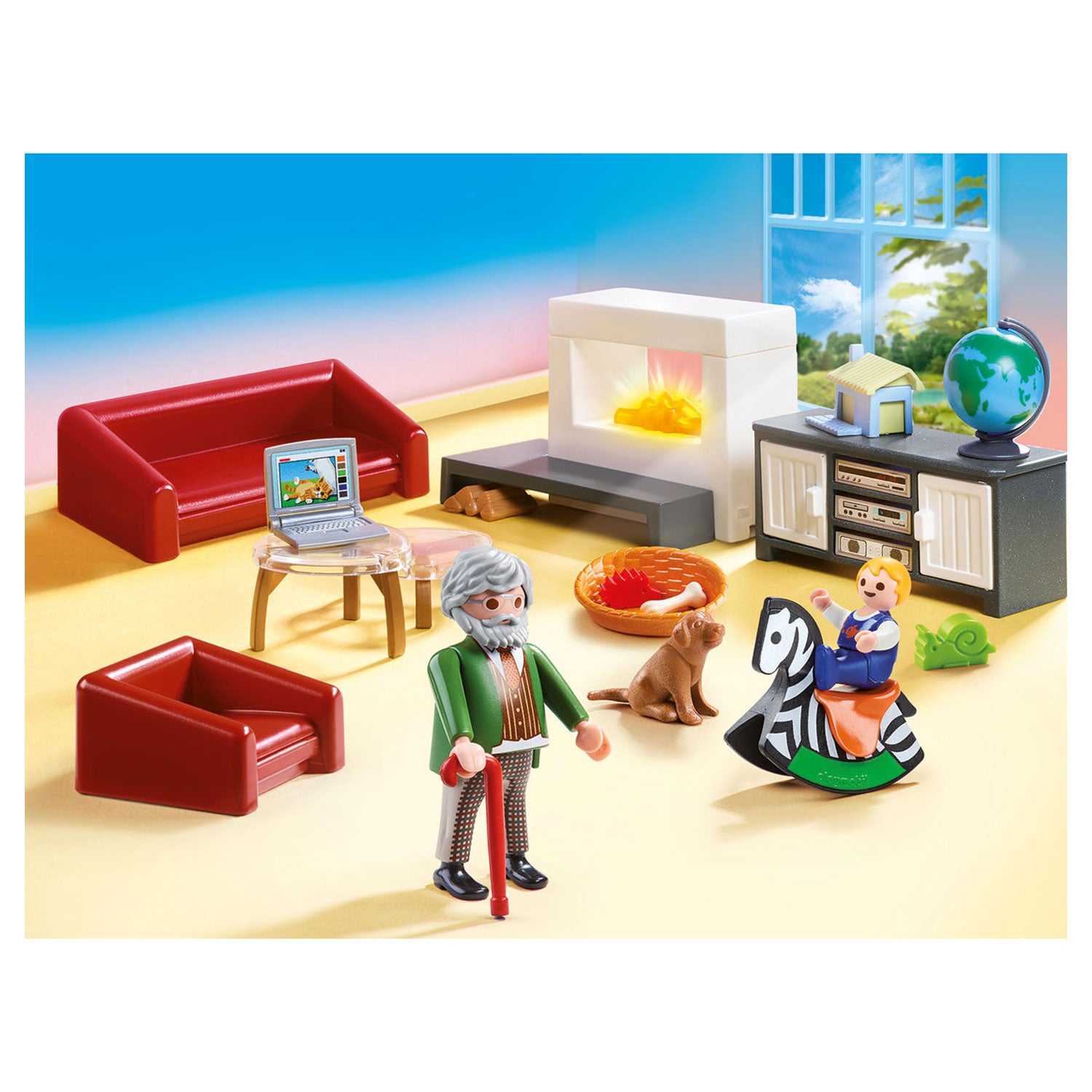 Playmobil dollhouse huiskamer met openhaard - 70207