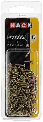 Mack 1017956 - spaanplaatschroef vz kop geelverz.200st 2,5 x 12 mm | 10 stuks - afbeelding 3