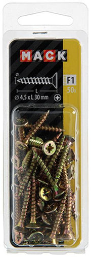 Mack 1017978 - spaanplaatschroef vz kop geelverz. 50st 4,5 x 30 mm | 5 stuks - afbeelding 3