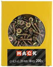 Mack 1020100 - spaanplaatschroef vz kop geel vz 200 st 4,5 x 20 mm | 5 stuks - afbeelding 2