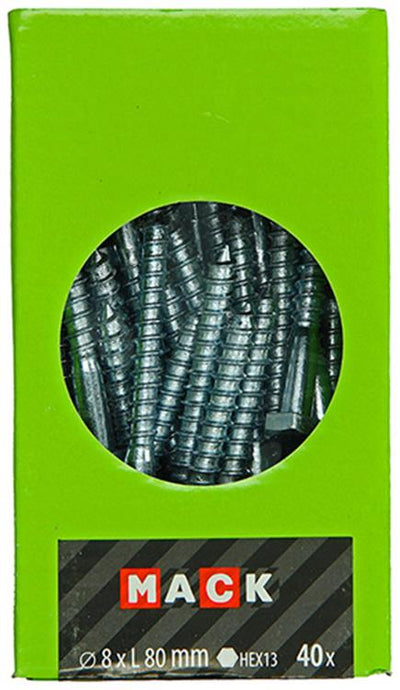 Mack 1020178 - houtdraadbout verzinkt 40 st 8 x 80 mm | 3 stuks