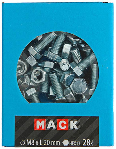 Mack 1020219 - tapbout + moer verzinkt 28 st m8 x 20 mm | 5 stuks