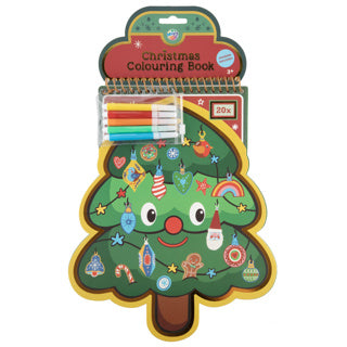 Creative craft group kleurboek kerstboom 20 pagina's 30 cm met stickers | 6 stuks