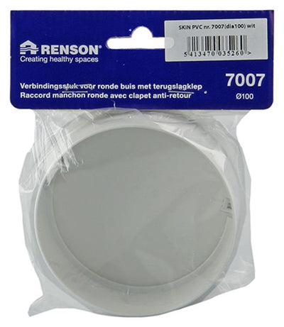 Renson 1006398 - pvc verbindingsstuk + terugslagklep 7007 wit ø 100 | 2 stuks