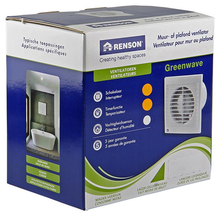 Renson 1006475 - greenwave ventilator met timer9202t wit ø 125 | 1 stuks