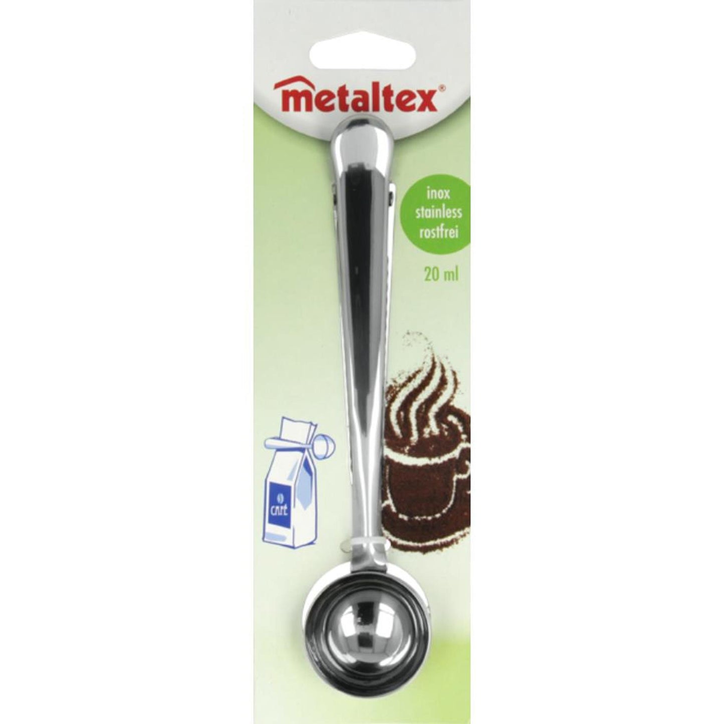 Metaltex koffiemaatschepje zakkensluiter