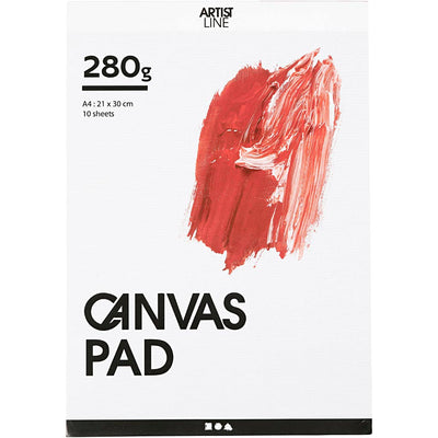 Canvas Blok Wit A4 280gr, 10 Vellen