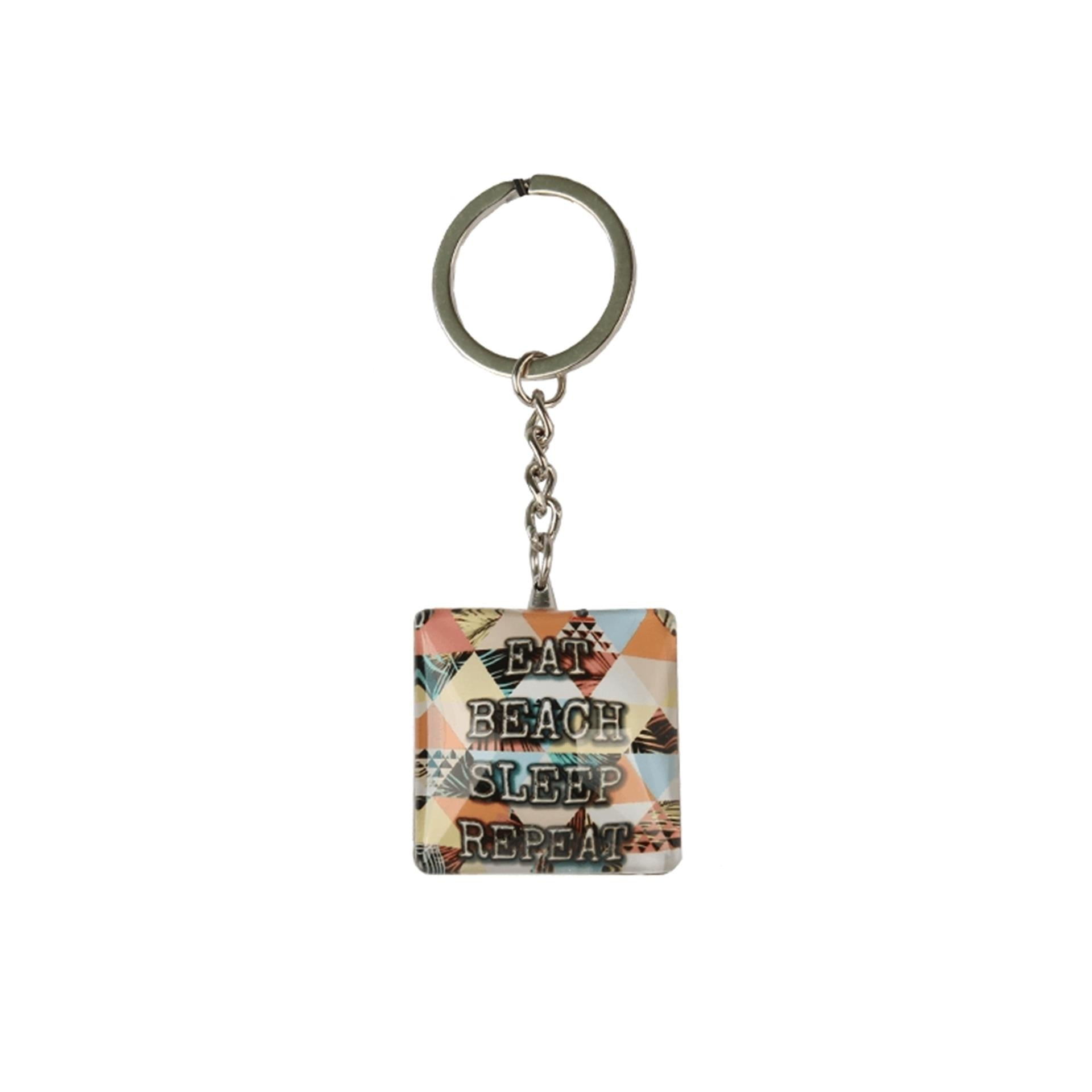 Gerkimex sleutelhanger glas met tekst 3,5x3,5x2cm