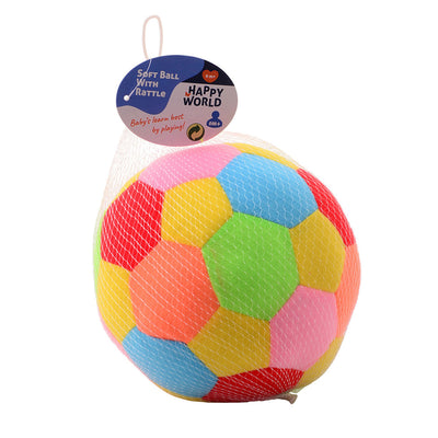 Johntoy happy world bal met rammel 18 cm.