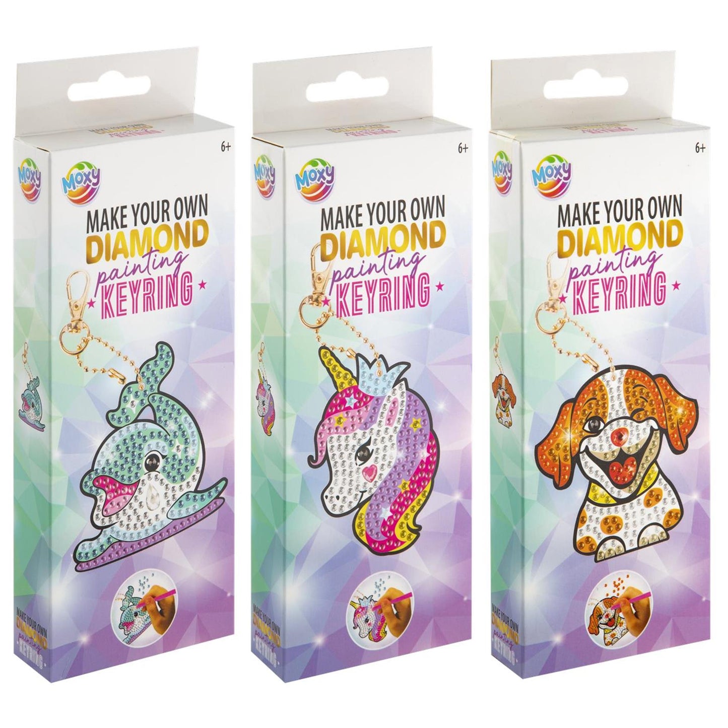 Moxy diamond painting sleutelhanger 3 assorti