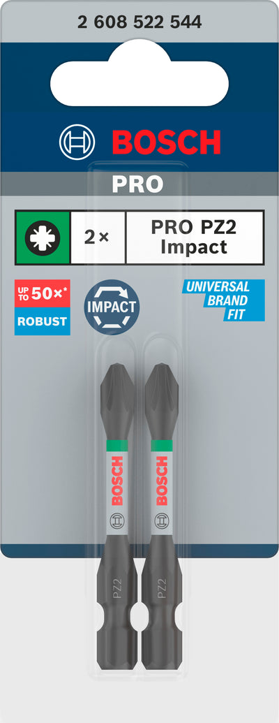 Bosch accessoires pro pozidriv slagschroefbit | pz2 | 55 mm | 2 stuks - 2608522544