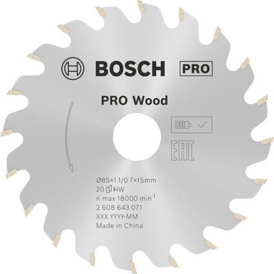 Bosch accessoires cirkelzaagblad standard for wood 85mm | voor gks 10,8 - 2608643071