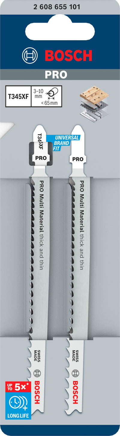 Bosch accessoires pro multi material thick and thin t345xf decoupeerzaagblad. 132 mm | 2-delig - 2608655101