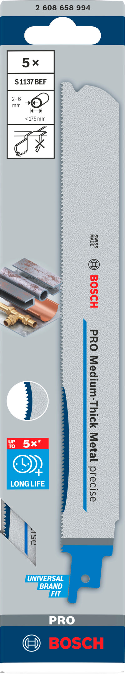 Bosch accessoires pro medium-thick metal precise s1137bef zaagblad | 1 |1 x 25 x 225 mm | 5-delig - 2608658994