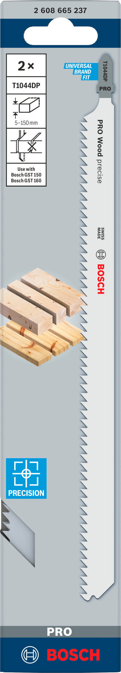 Bosch accessoires pro wood precise t1044dp decoupeerzaagblad | 250 mm | 2-delig - 2608665237