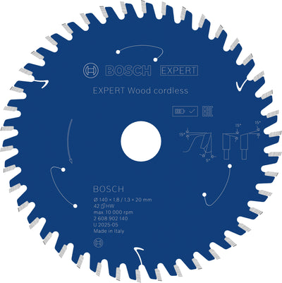 Bosch accessoires expert wood cordless cirkelzaagblad | 140 x 1,8 1,3 x 20 mm | t42 - 2608902140