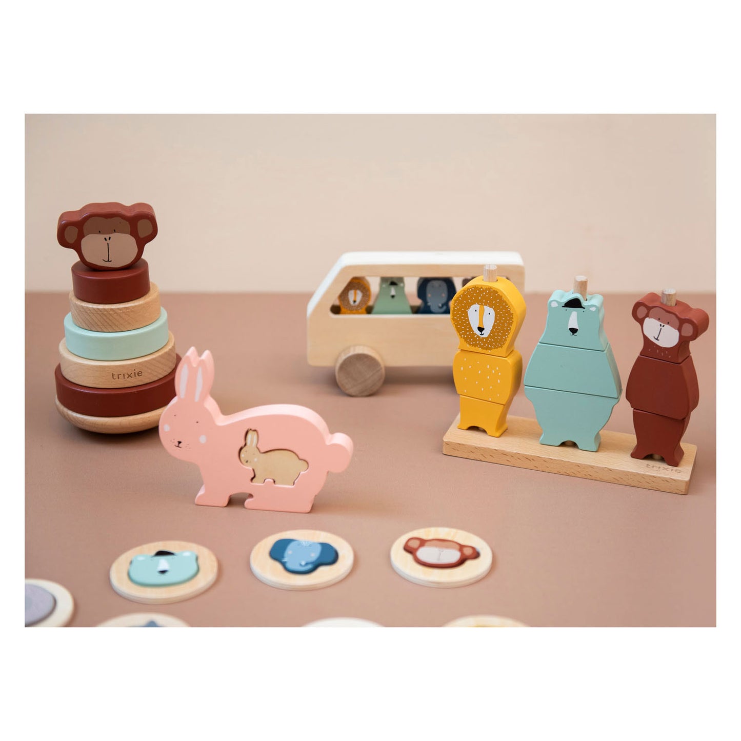 Trixie houten stapel puzzel dieren