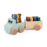 Trixie houten dieren auto met aanhangwagen - afbeelding 1