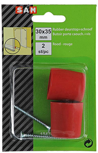 Mack 1047653 - deurstop rubber + schroef rood 30 x 35 mm 2 st pcs | 6 stuks