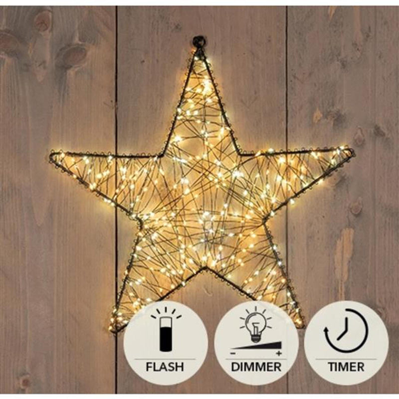Anna's collection ster zwart metaal 36cm 300led flash