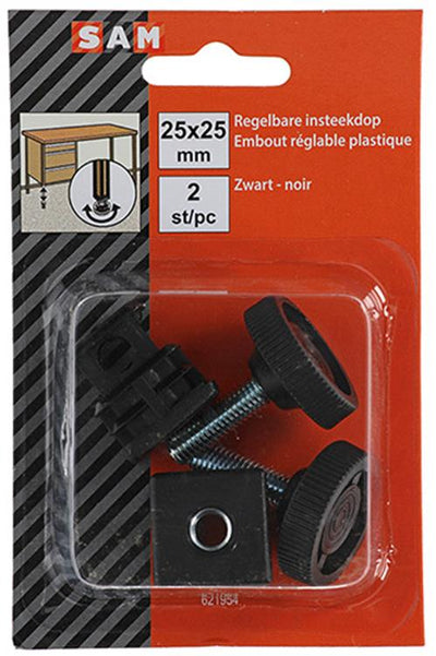 Mack 1047774 - regelbare insteekdop zwart 25 x 25 mm 2 st pcs | 6 stuks