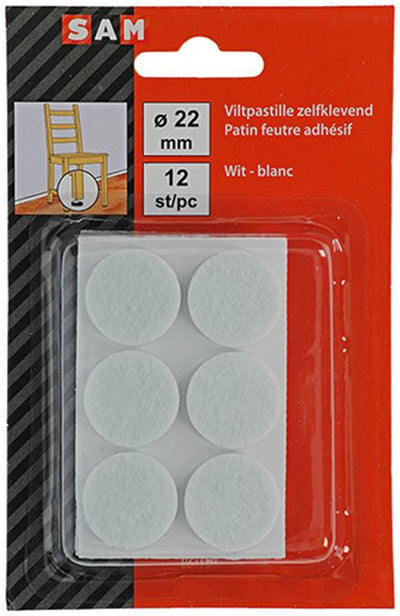 Mack 1047697 - viltpastille zelfklevend wit ø 22 mm 12 st pcs | 12 stuks