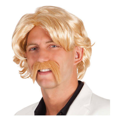 Boland blonde pruik met snor