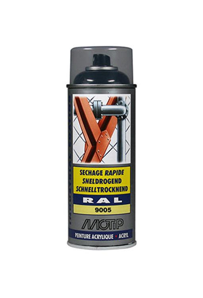 Motip industrial acryllak hoogglans ral 9005 diep zwart - 400 ml.