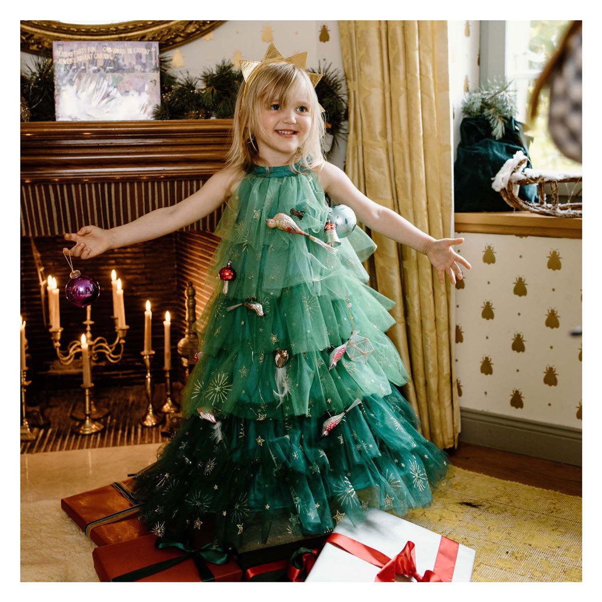 Great pretenders kerstboomjurk met haarband - 3-4 jaar