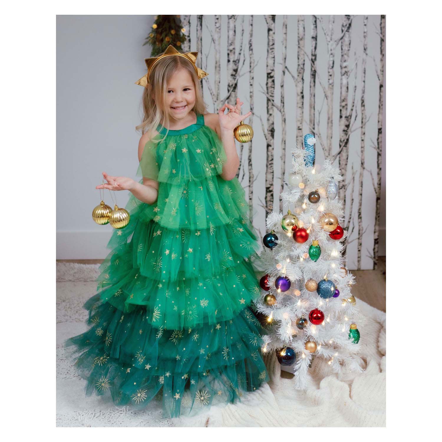 Great pretenders kerstboomjurk met haarband - 5-6 jaar