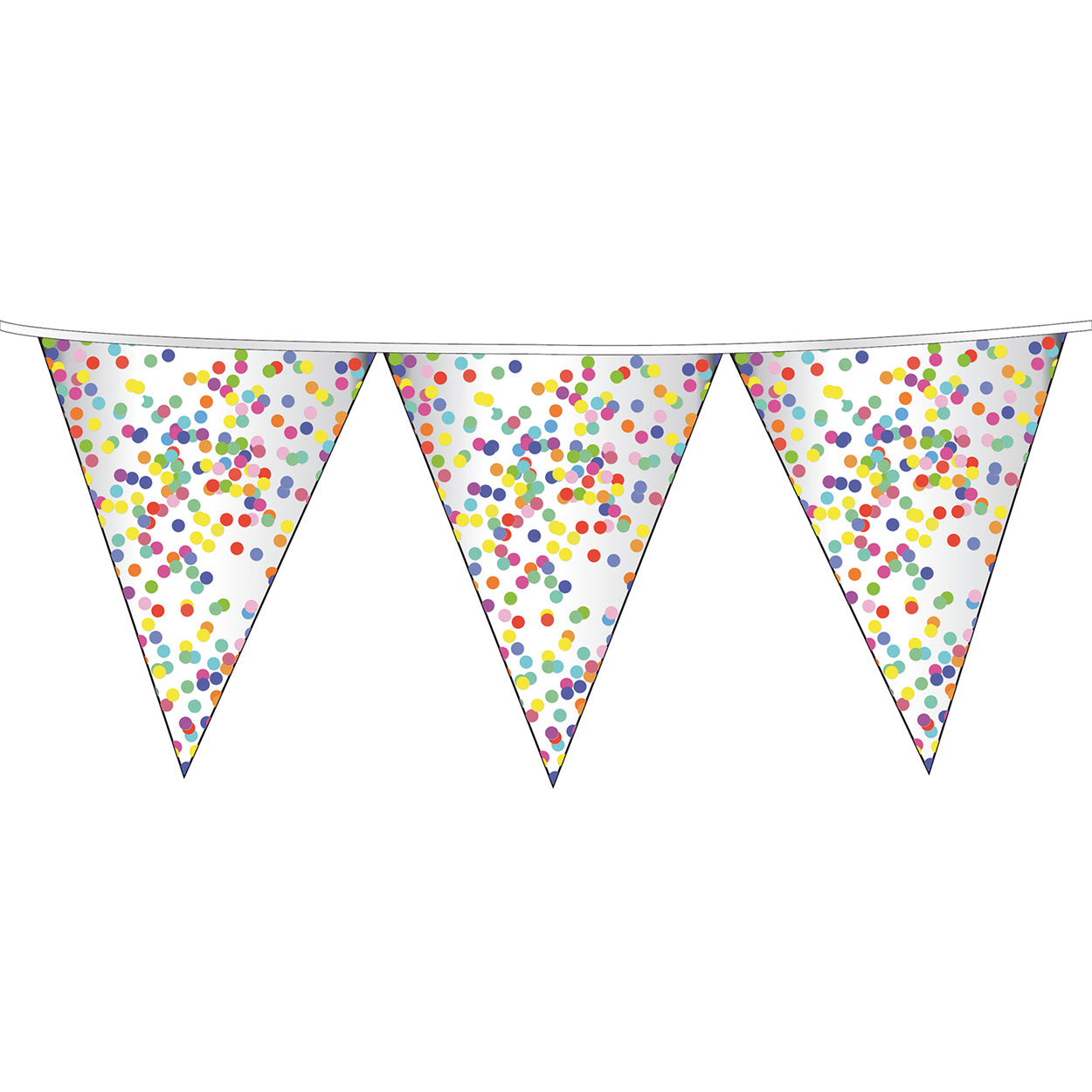 Haza witbaard vlaggenlijn confetti, 6mtr.