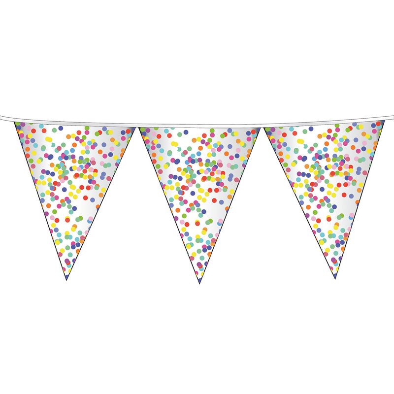 Haza witbaard vlaggenlijn confetti, 6mtr.