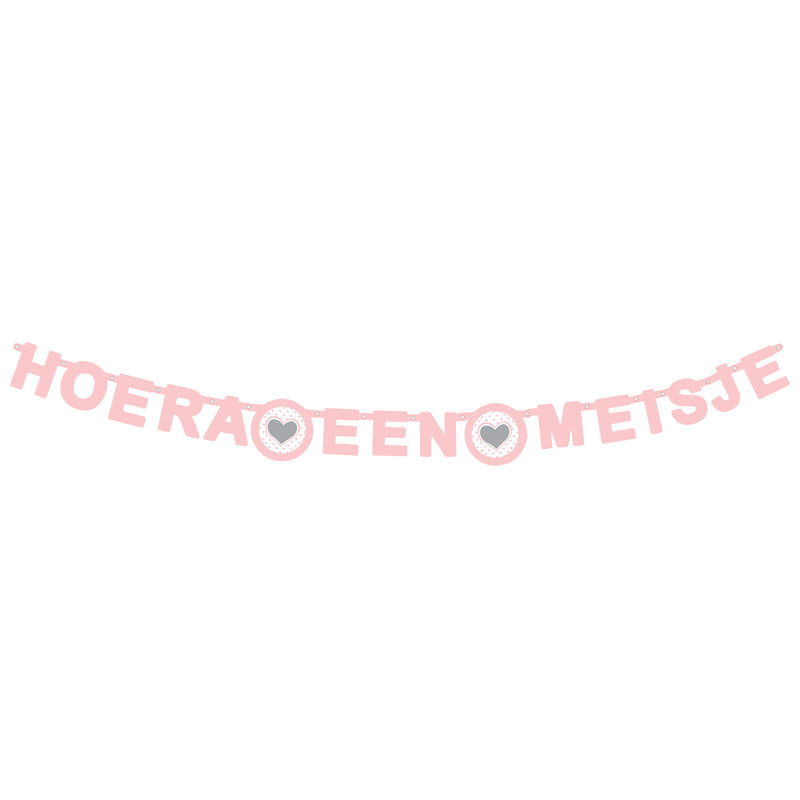 Haza witbaard letterguirlande - hoera een meisje